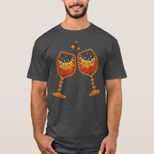 T-shirt Verre De Vin Feuille D'Érable Automne Automne Chau