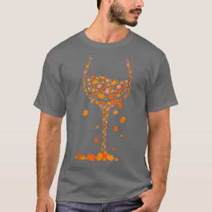 T-shirt Verre De Vin Feuille D'Érable Automne Automne Chau