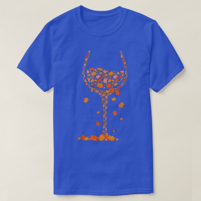 T-shirt Verre De Vin Feuille D'Érable Automne Automne Chau (Design devant)