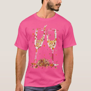 T-shirt Verre De Vin Feuille D'Érable Automne Automne Chau