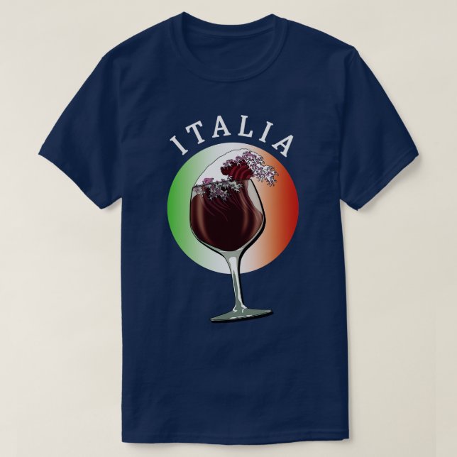 T-shirt Verre de vin italien et drapeau d'Italie Italia (Design devant)