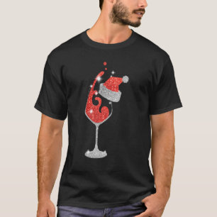 T-shirt Verre de vin rouge Noël Chapeau Noël pour hommes f