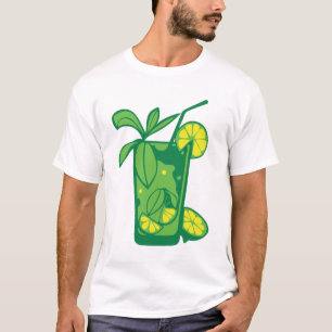 T-shirt verre mojito alcool paille rondelle citron feuille