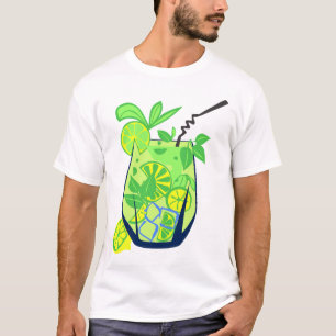 T-shirt verre mojito morito alcool citron rondelle feuille