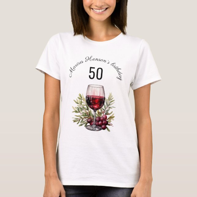 T-shirt Verre rouge Olive Aquarelle 50e anniversaire (Devant)