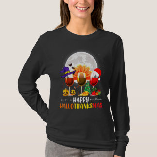 T-shirt Verres à vin Costume de citrouille Happy Hallotha