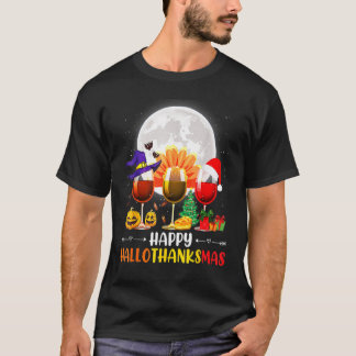 T-shirt Verres à vin  Costume de citrouille Happy Hallotha