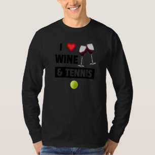 T-shirt Verres à vin et tennis pour soirée "J'aime"