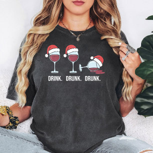 T-shirt Verres à vin hilarants de boisson de Noël