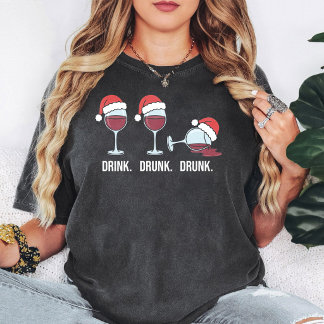 T-shirt Verres à vin hilarants de boisson de Noël