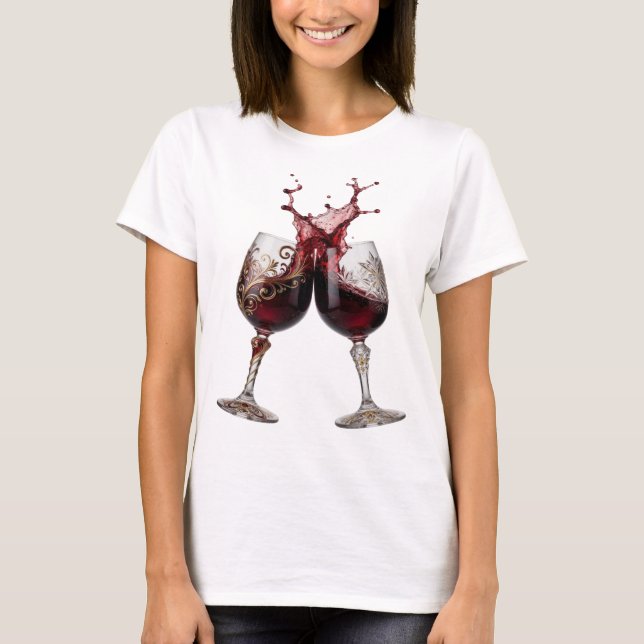 T-shirt Verres à vin Snappy Gold Text Design (Devant)