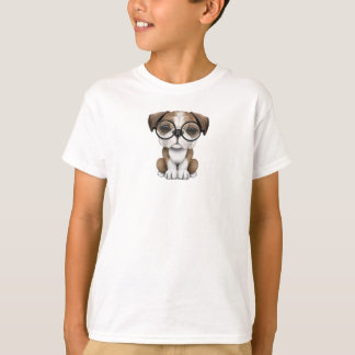 T-shirt Verres de port de chiot anglais mignon de