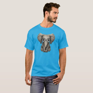 T-shirt Verres de port d'éléphant ringard de bébé