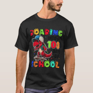 T-shirt Vers 100 Jours De L'École Dino T-rex Skatebo