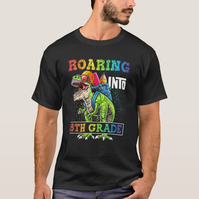 T-shirt Vers la 5e année Dinosaur Rex Retour à l'école (Devant)