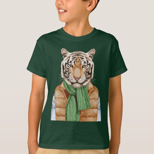T-shirt Vers le bas tigre de gilet (Devant)
