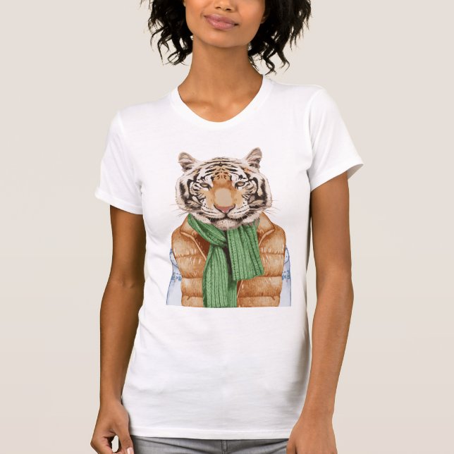 T-shirt Vers le bas tigre de gilet (Devant)