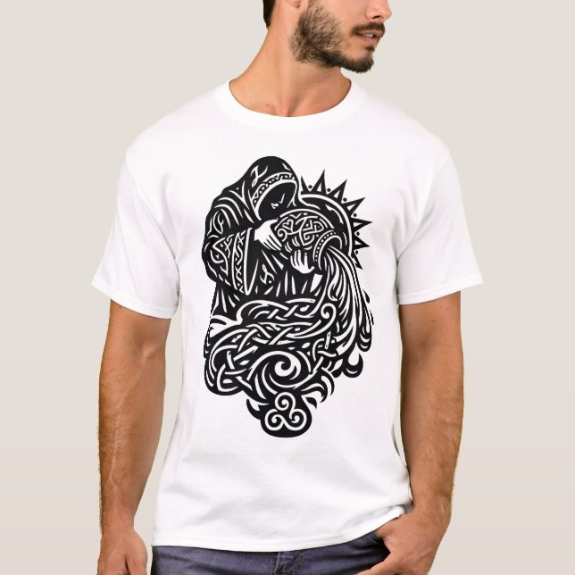 T-shirt Verseau Porteur d'Eau — Zodiaque en Entrelacs Celt (Devant)