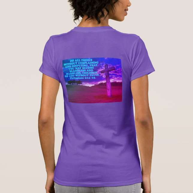 T-shirt verset biblique des Philippiens 2,14-15. (Dos)
