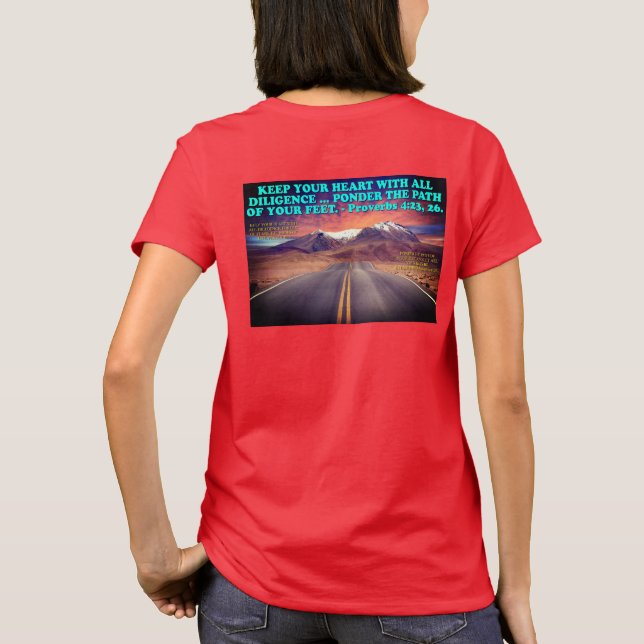 T-shirt verset biblique des Proverbes 4:23, 26. (Dos)
