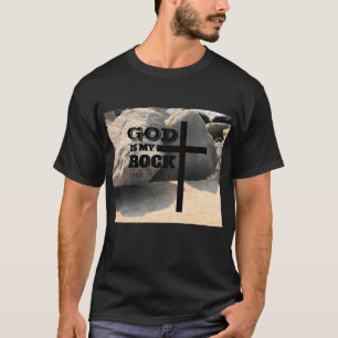 T-shirt Verset biblique Dieu est mon Rocher Croix noire ch