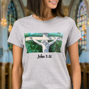 T-shirt Verset de la Bible Croix Blanche avec Jésus Person