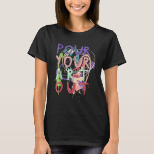 T-shirt Versez votre peinture acrylique en pourrissant l'a