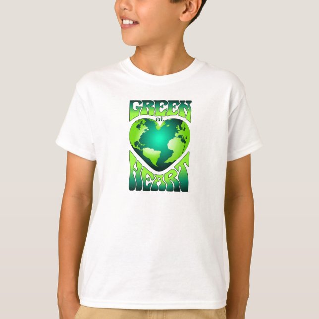 T-shirt VERT AU COEUR Éco écologique Rétro (Devant)