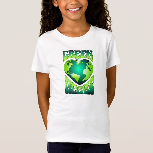 T-Shirt VERT AU COEUR Éco écologique Rétro (Devant)