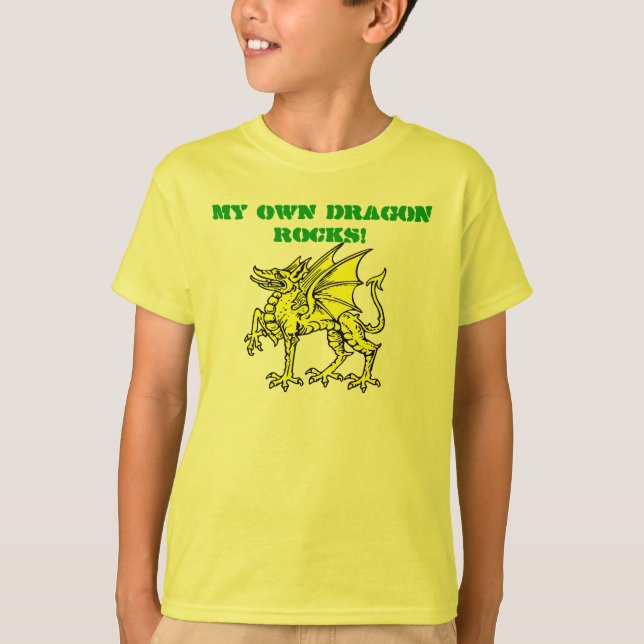 T-shirt Vert au néon MES PROPRES ROCHES de DRAGON ! Le (Devant)