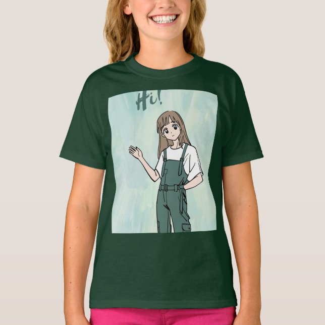 t-shirt vert avec un joli design (Devant)