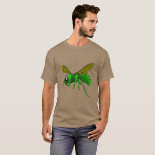 T-shirt Vert de bande dessinée et abeille de guêpe de