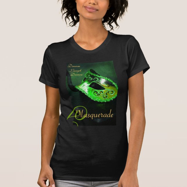 T-shirt vert de dames Halloween de masque de (Devant)