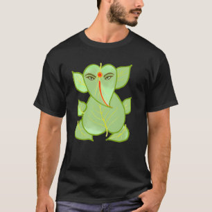 T-shirt vert de Ganpati de feuille