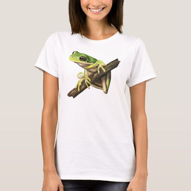T-shirt vert de grenouille d'arbre (Devant)