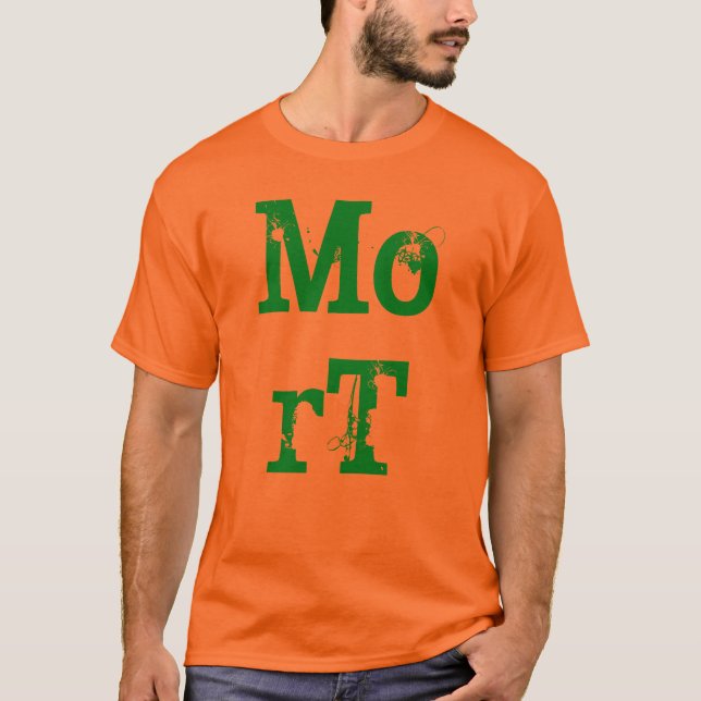 T-shirt Vert de MorT sur la chemise orange (Devant)