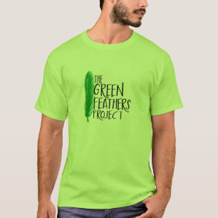 T-shirt vert de projet de plumes (coloré)