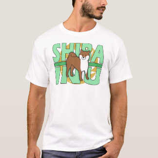 T-shirt vert de Shiba Inu des textes