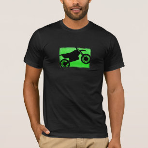 T-shirt vert de silhouette de vélo de saleté