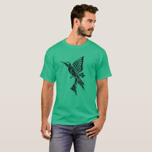 T-shirt vert de tatouage de colibri
