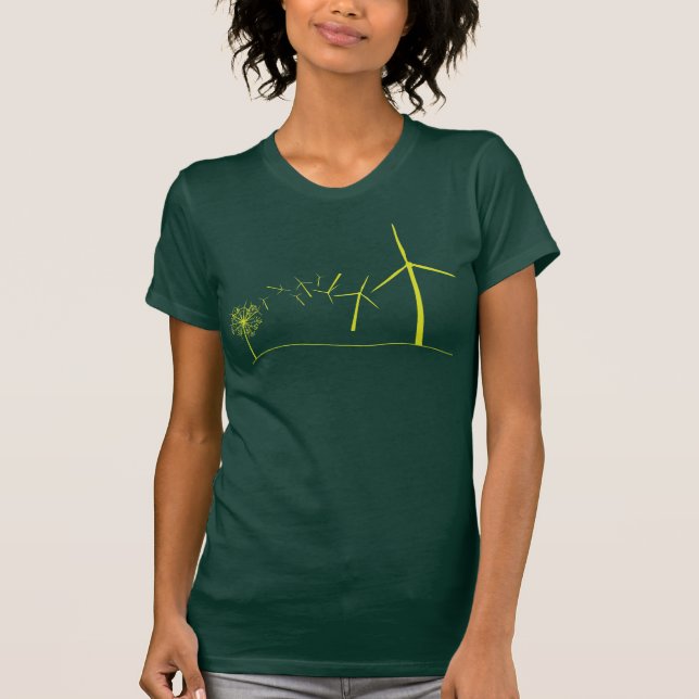 T-shirt Vert de turbines de vent (Devant)