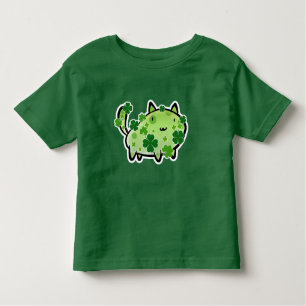 T-shirt vert d'enfant en bas âge de chat de trèfle