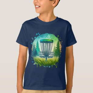 T-shirt Vert et Bleu Disque Golf Thème