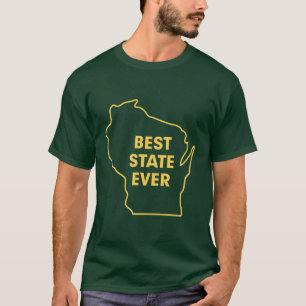 T-shirt Vert et or du "meilleur état du Wisconsin jamais"
