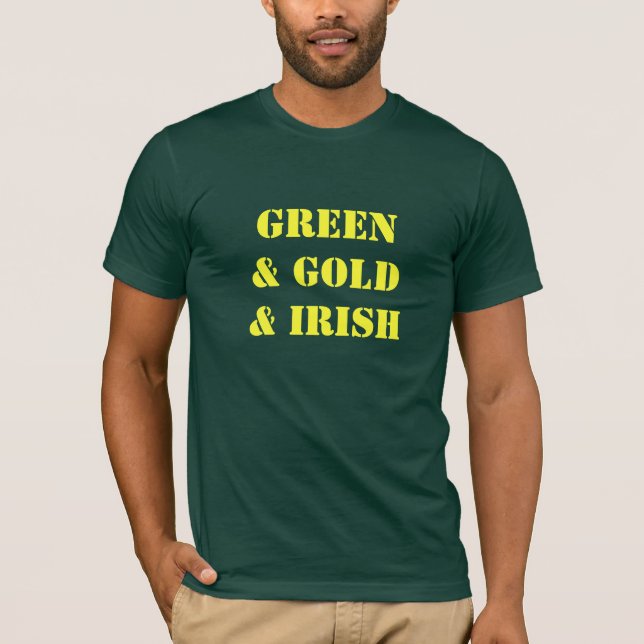 T-shirt Vert et or et Irlandais - la pièce en t des hommes (Devant)