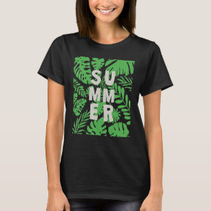 T-shirt Vert Été Feuille En Style Rétro