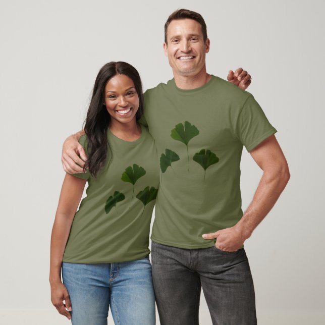 T-shirt vert Feuille Ginkgo Biloba (Unisexe)