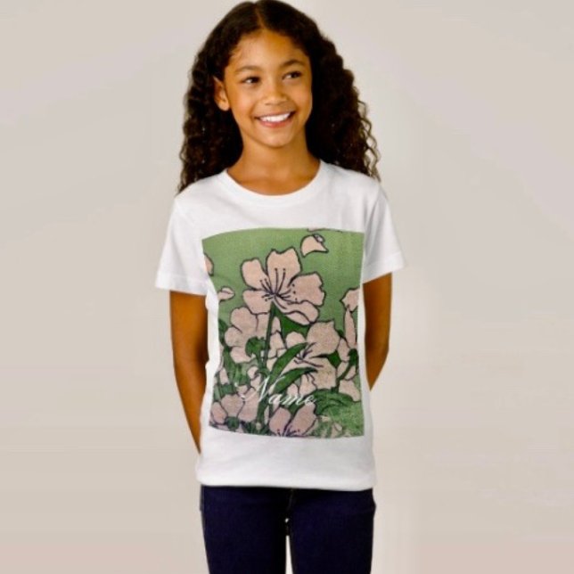 T-Shirt Vert fleur rose (Créateur téléchargé)