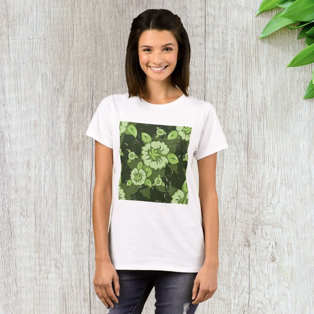 T-shirt vert floral pour femmes (Créateur téléchargé)