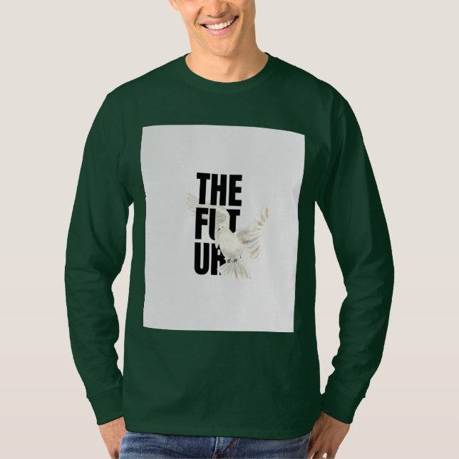 T-shirt vert foncé à manches longues avec image de (Devant)
